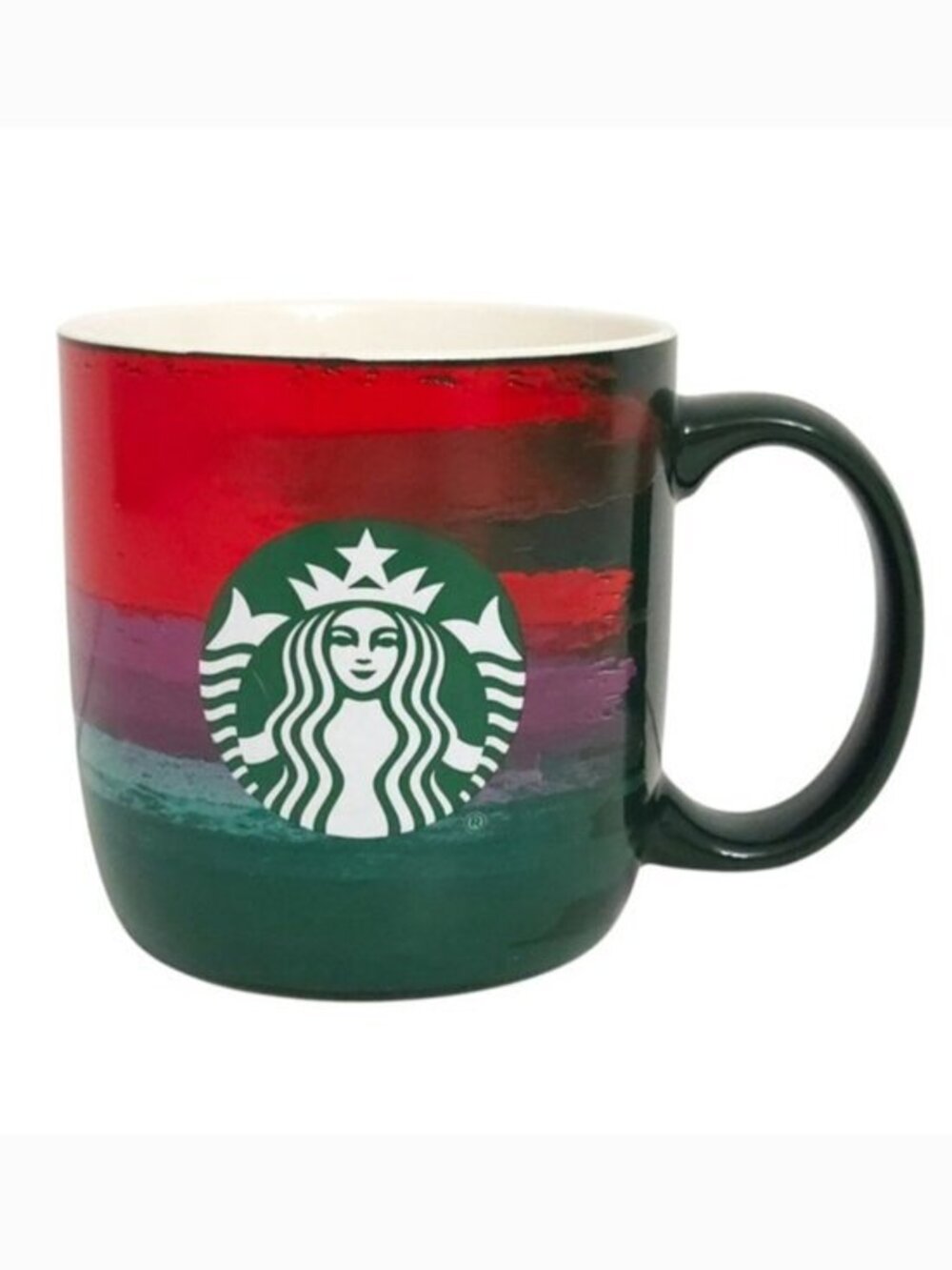 Starbucks 2021 Red‎ Green Purple Striped Mermaid 18 oz Ceramic Coffee Mug